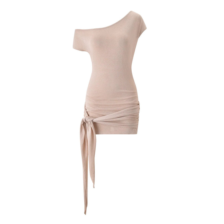 Damen Asymmetrisches Wickeltop mit dekorativen Schlaufen Drune