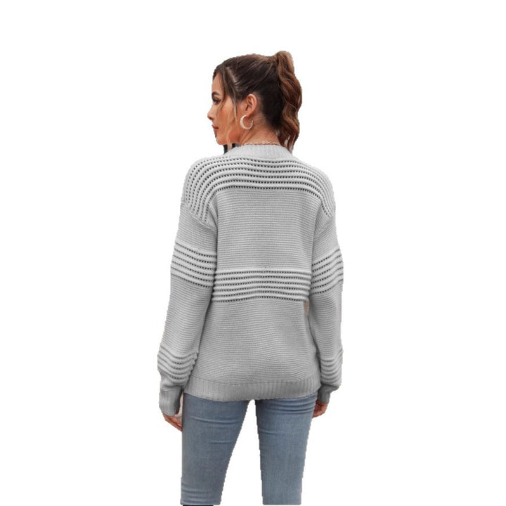 Damen klassischer Strickpullover mit feiner Lochmusterung Drune
