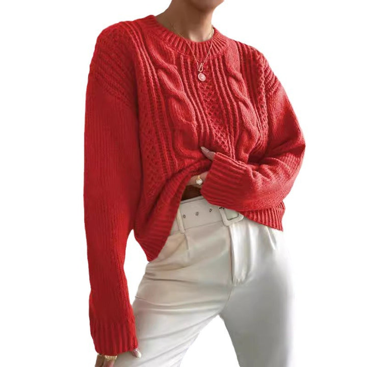 Damen Grobstrickpullover mit Zopfmuster und lässigem Schnitt Drune