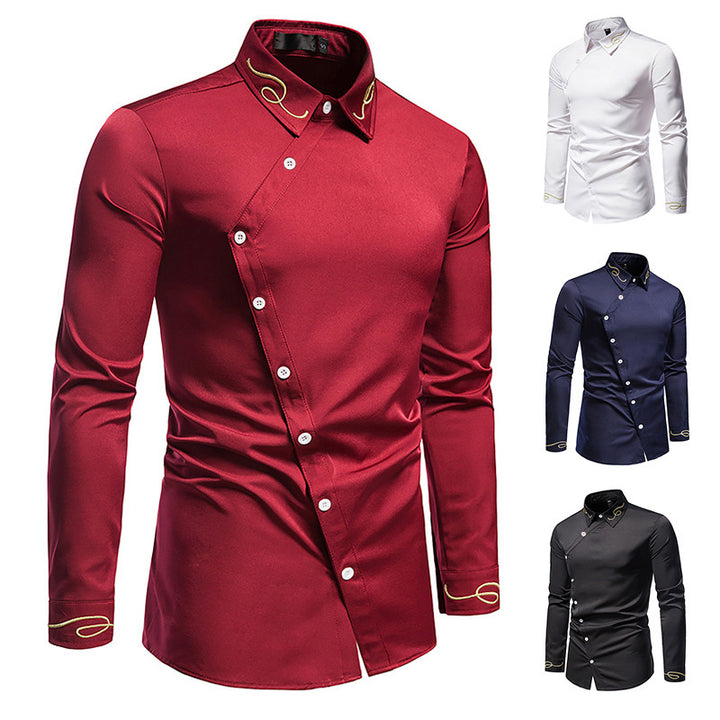 Herren Elegantes Langarmhemd mit dekorativen Knopfdetails Drune