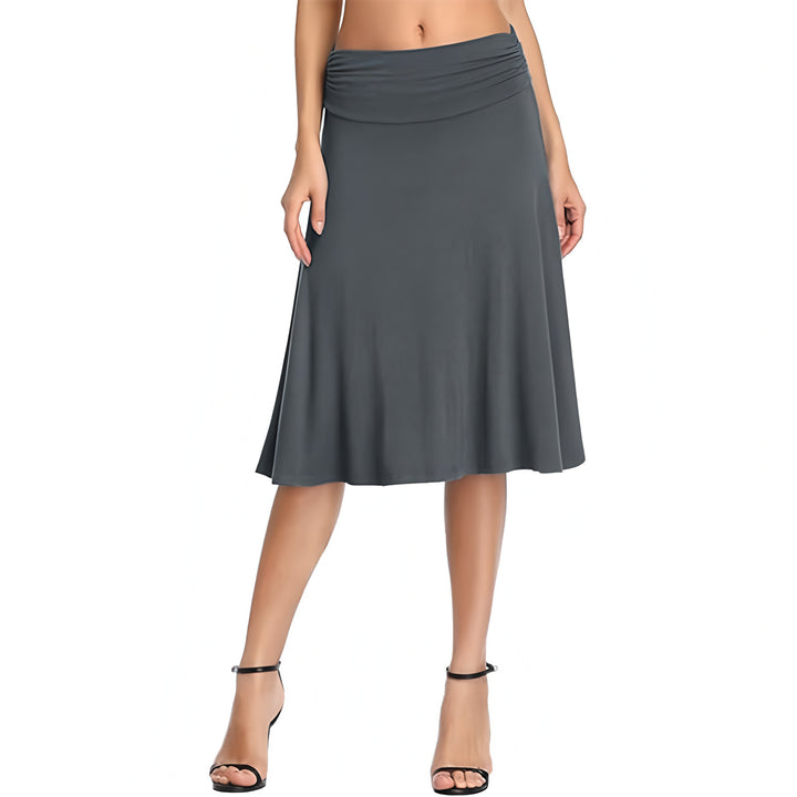 Damen schwingender Midirock mit gerafftem Taillenbund und fließendem Schnitt Drune
