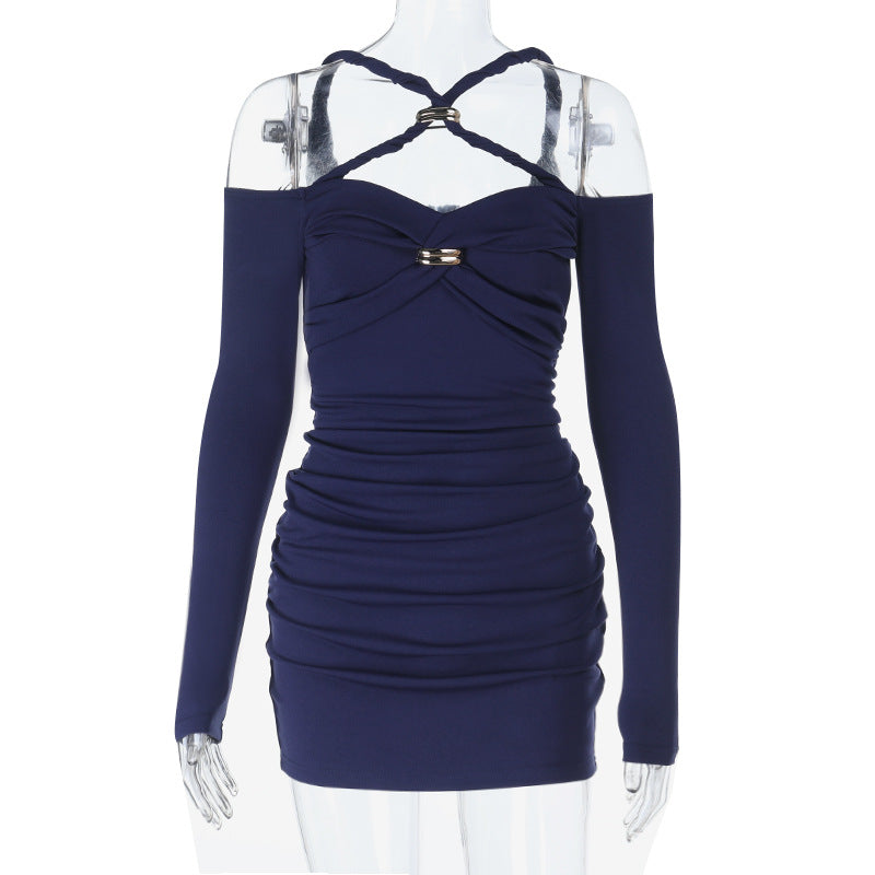 Damen figurbetontes Abendkleid mit schulterfreier Gestaltung und eleganten Raffungselementen Drune