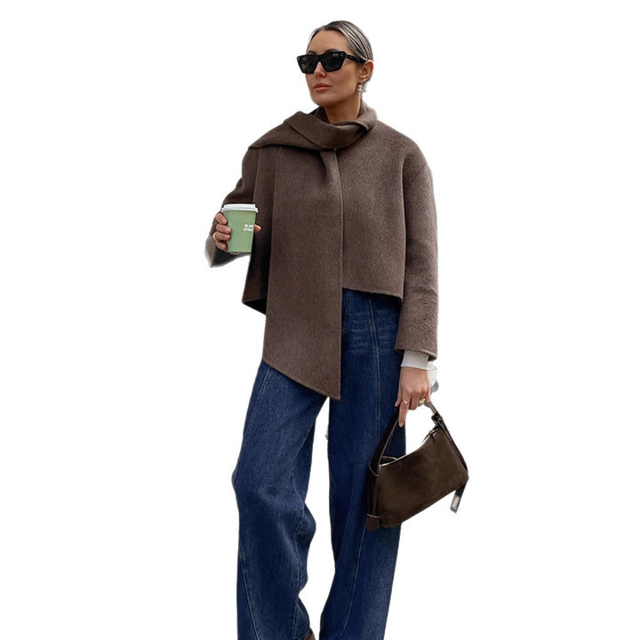 Damen Oversized Wickeljacke mit kuscheligem Kragen Drune