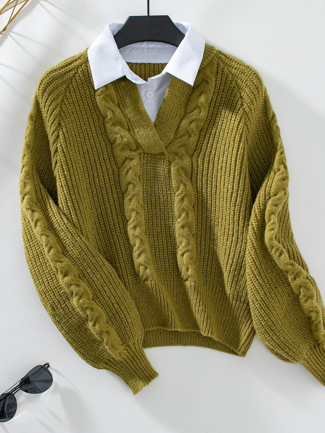 Damen Strickpullover mit stylischem Kragen Drune