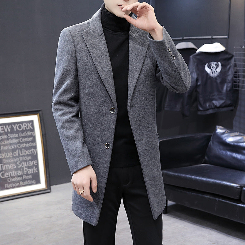 Herren eleganter Wollmantel mit modernem Schnitt und praktischen Taschen Drune