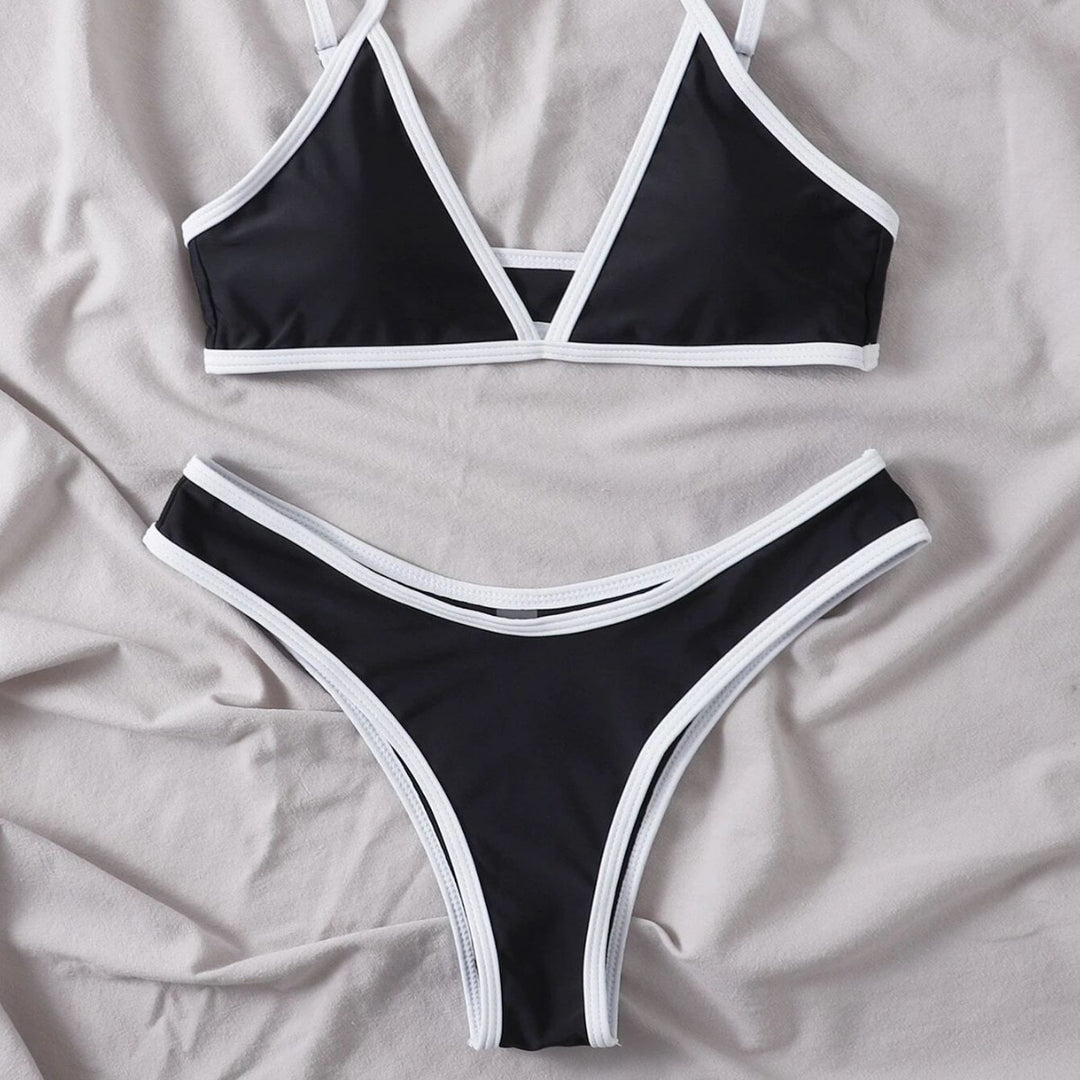 Damen Triangel-Bikini mit kontrastierenden Details Drune