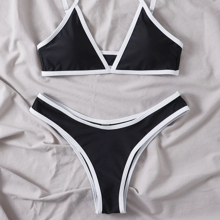 Damen Triangel-Bikini mit kontrastierenden Details Drune