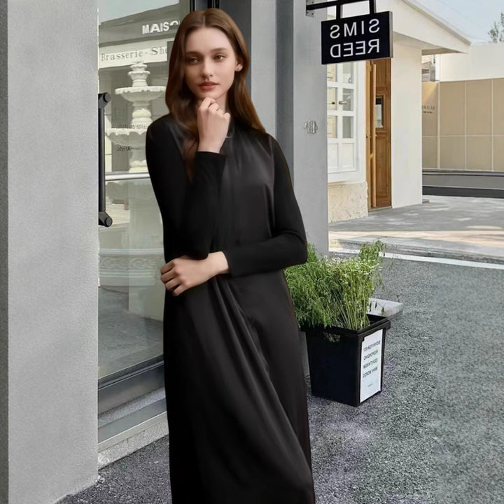 Damen Elegantes Langarm-Maxikleid mit schmeichelndem Schnitt und zeitlosem Design Drune