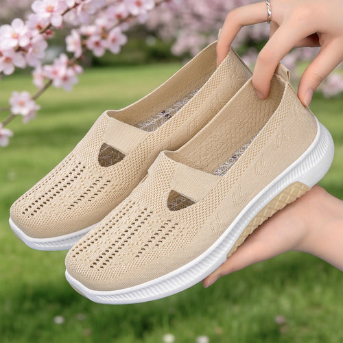 Damen nan elastischer Strick-Slipper mit perforiertem Atmungsnetz und dämpfender Leichtsohle Drune