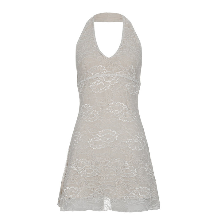Damen Spitze-Kleid im femininen Design mit elegantem V-Ausschnitt und hochwertigem Futter Drune