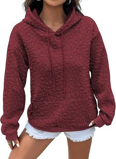 Damen modischer Sweatshirt mit strukturiertem Blumenmuster Drune