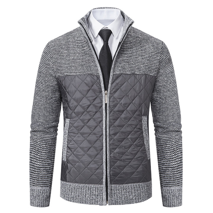 Herren nan gesteppte Hybrid-Strickjacke mit diamantsteppung, Stehkragen, isolierendem Thermofutter und Reißverschluss Drune