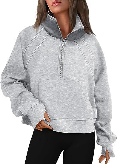Damen Oversized Sweatshirt mit hohem Kragen Drune