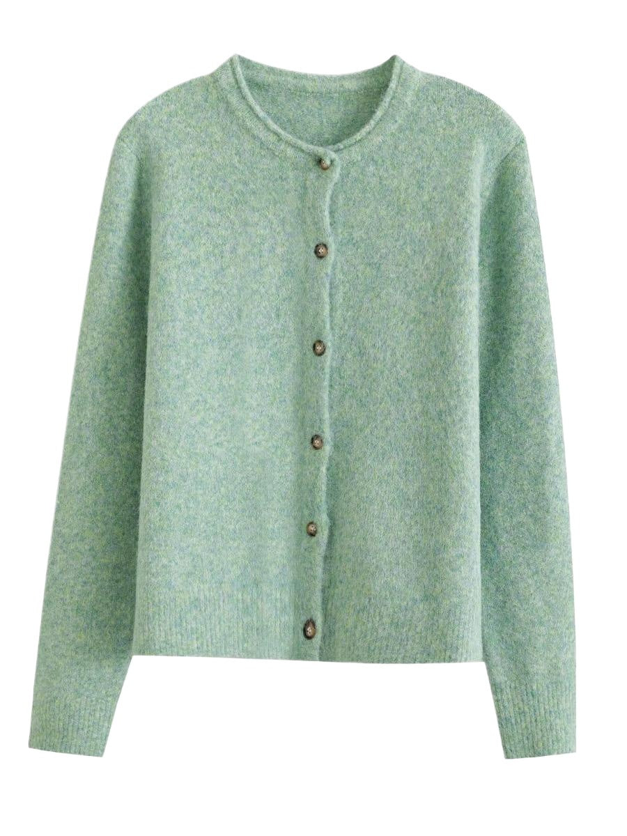 Damen kuschelige Strickjacke mit Knopfdetails Drune