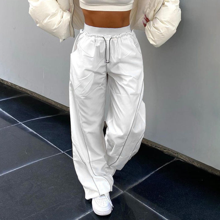 Damen lockere Cargo-Hose mit elastischem Bund und praktischen Seitentaschen Drune