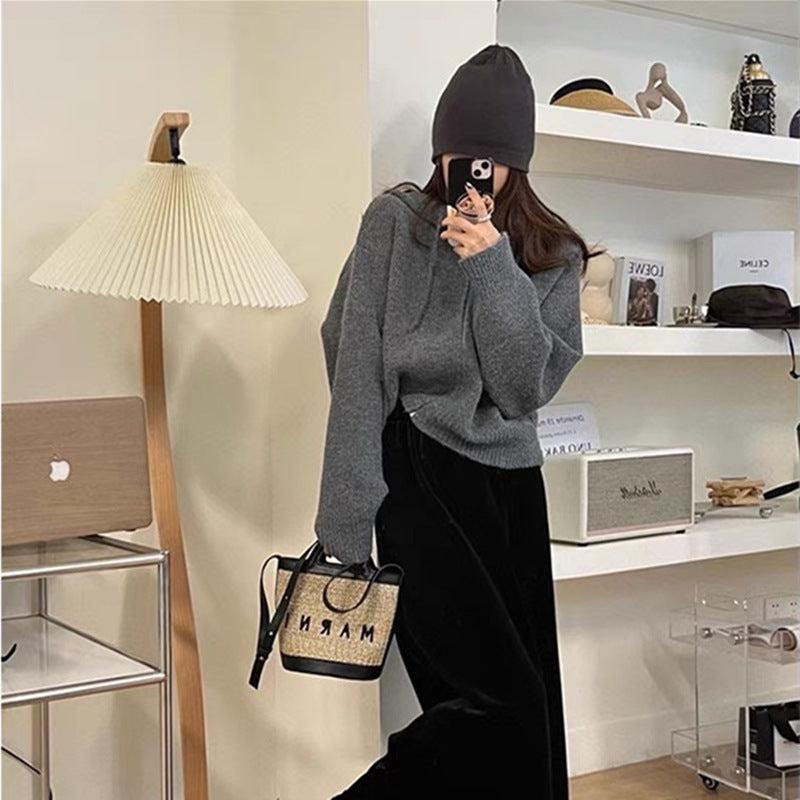 Damen cropped Hoodie mit durchgehendem Reißverschluss und Kapuze Drune