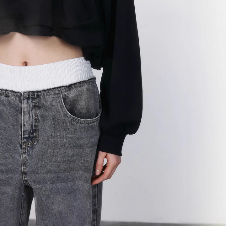 Damen cropped Kapuzenjacke mit verspieltem Rüschendesign Drune