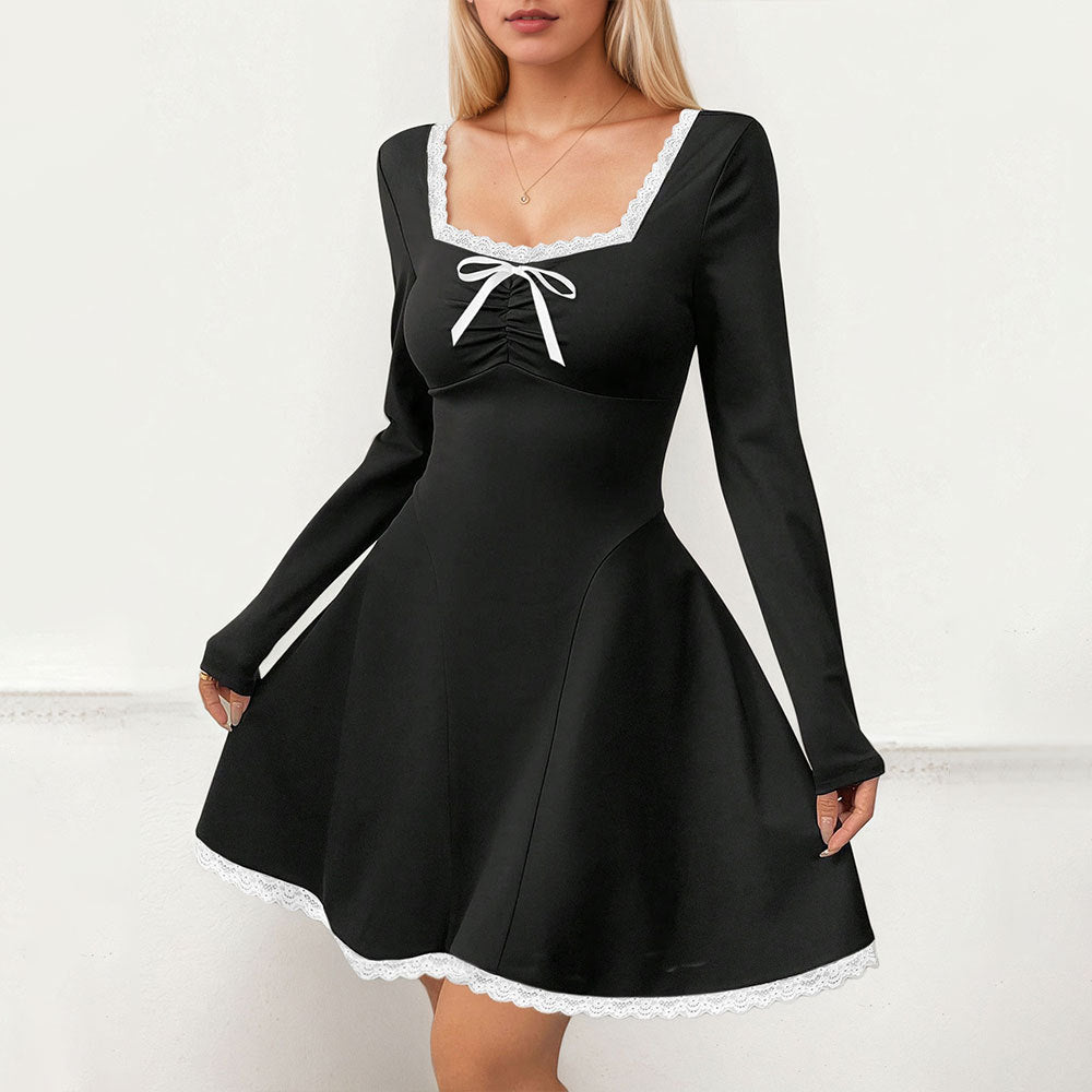 Damen Minikleid mit geschmackvollem Spitzen-Detail und eleganter Schnürung Drune