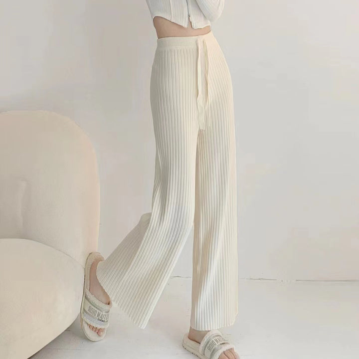 Damen Plissierte High-Waist-Hose mit elastischem Bund Drune