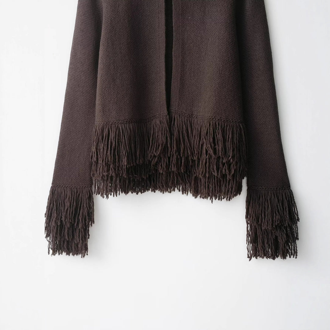Damen trendige Fransenstrickjacke Drune