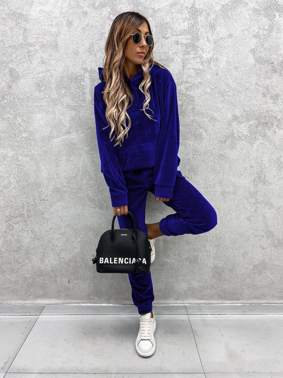 Damen Fleece-Jogginganzug mit hochgezogenem Kragen und elastischen Bündchen Drune