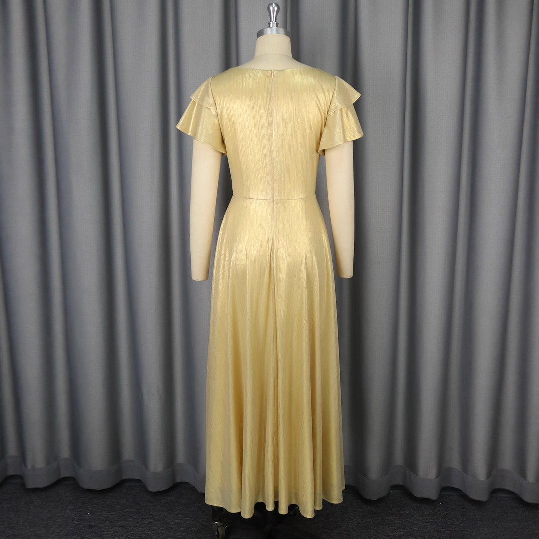Damen Elegantes Maxikleid mit üppigem Volant und floralem Akzent Drune