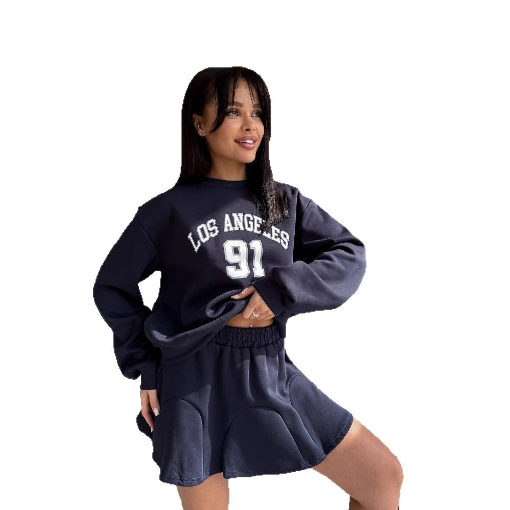 Damen Sportlicher Sweater und Rock Set Drune
