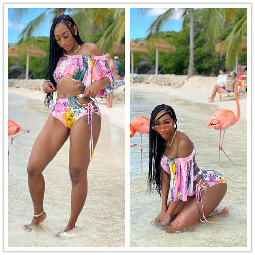 Damen Bikini-Set mit traumhaftem floralem Wickeldesign und hohem Beinausschnitt Drune