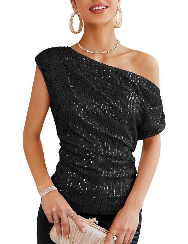 Damen schulterfreies Glamour-Shirt Drune