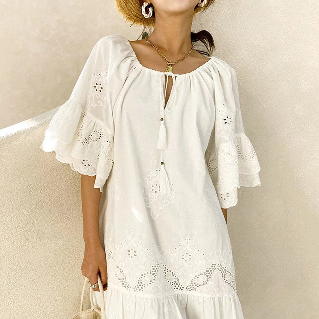 Damen Luftiges Sommerkleid mit Spitzenverzierungen Drune