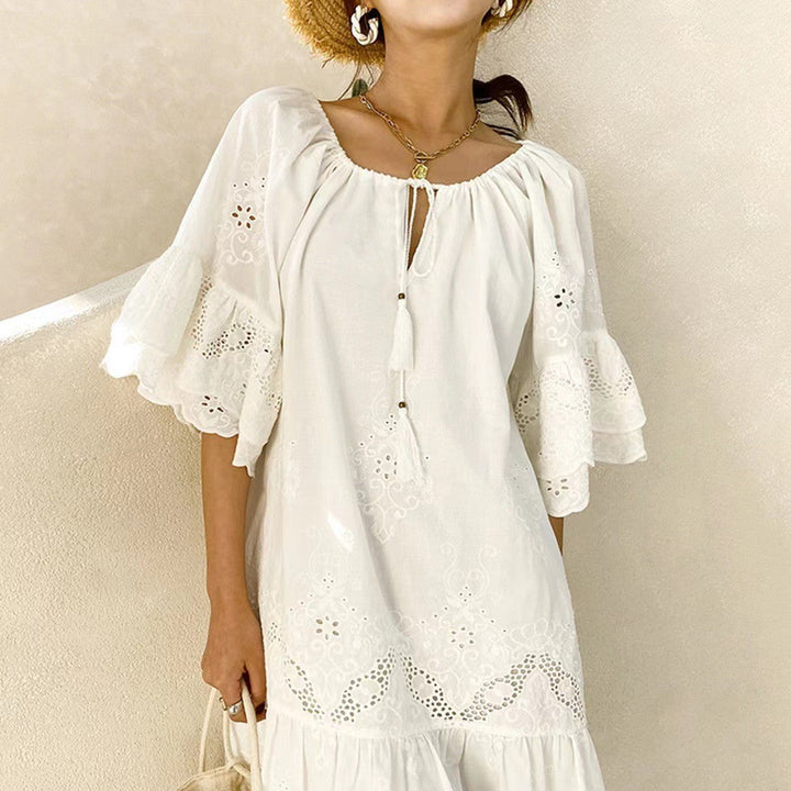 Damen Luftiges Sommerkleid mit Spitzenverzierungen Drune