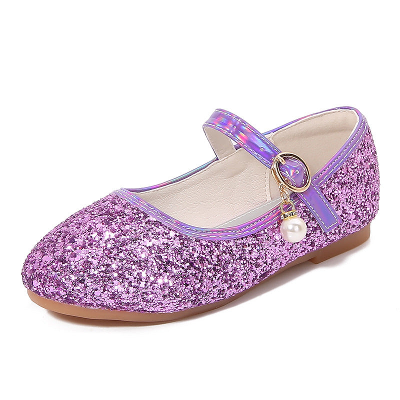 Mädchen Glitzernde Mary Jane Ballerinas mit Perlenapplikation Drune