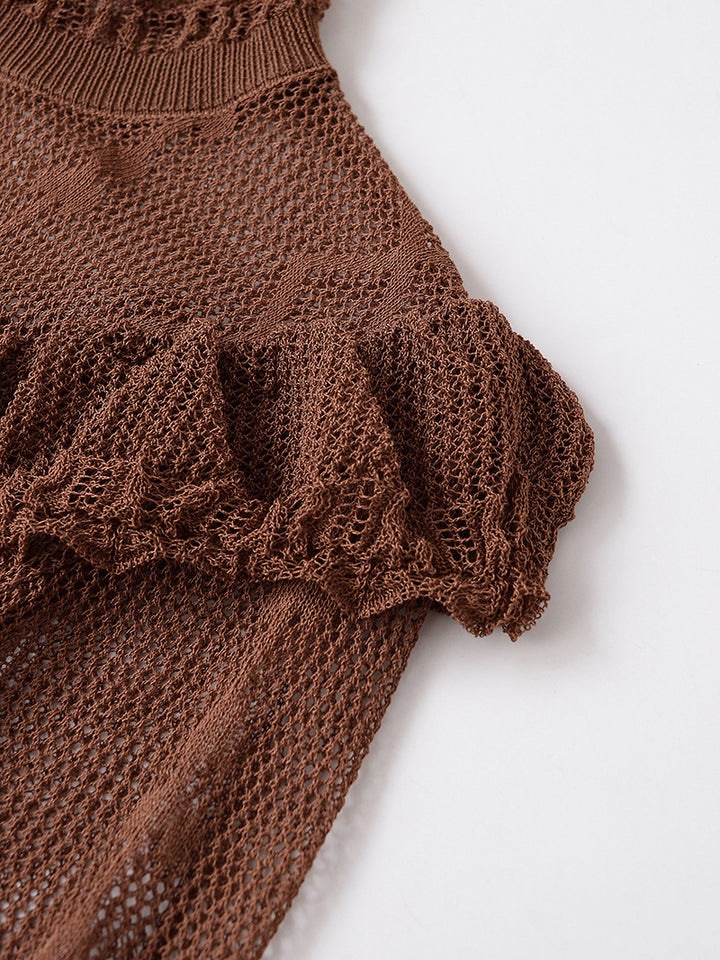 Damen feine Strickjacke mit Rüschendetails und Knopfleiste Drune