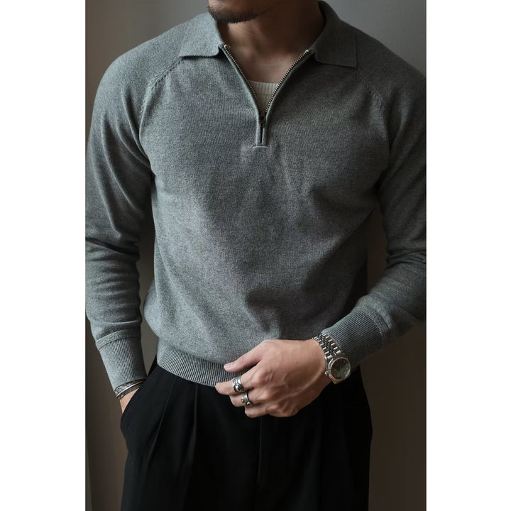 Herren Strickpullover mit kurzem Reißverschluss und sportlichem Stehkragen Drune