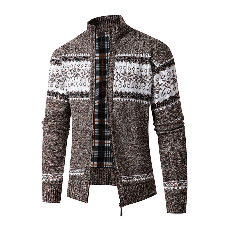 Herren Strickjacke mit hohem Kragen und modernem Zipper Drune