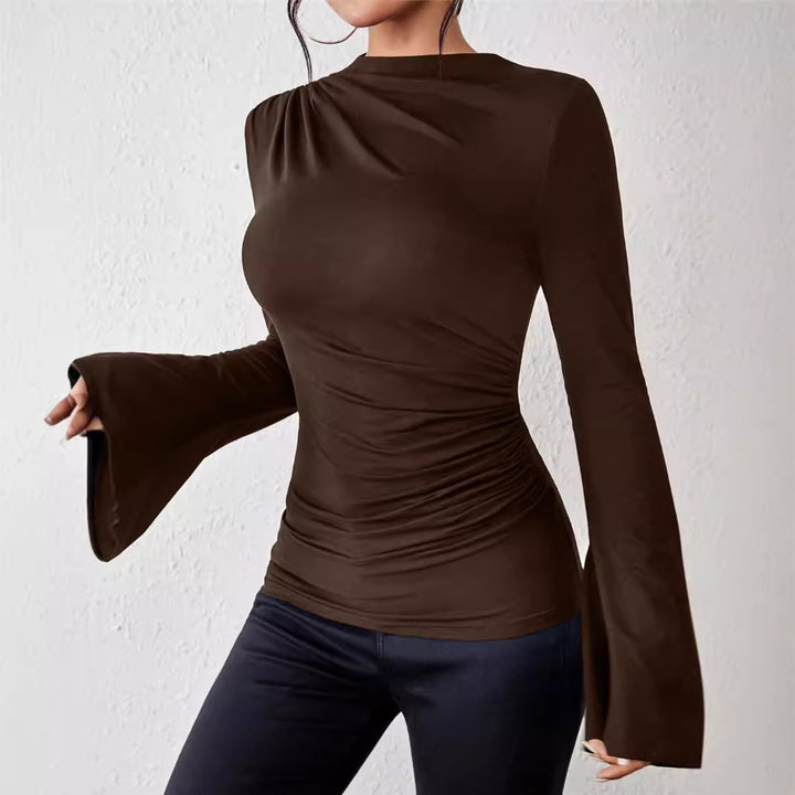 Damen Langarmshirt mit fließendem Schnitt und eleganten Trompetenärmeln Drune
