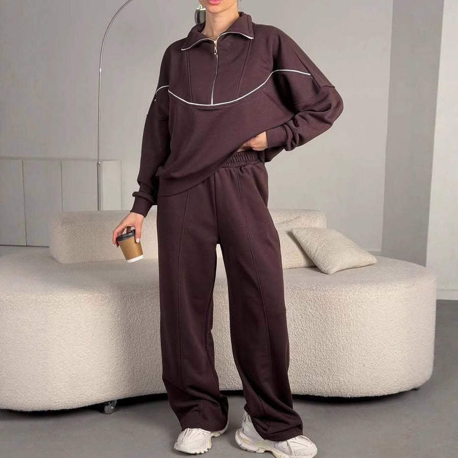 Damen Fleece Trainingsanzug mit Reißverschluss Drune