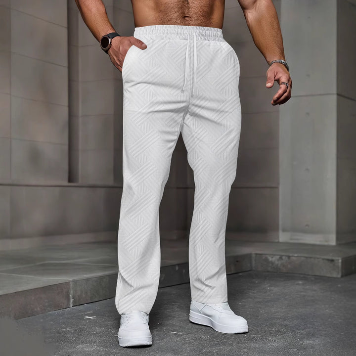 Herren nan strukturierte Relax-Jogginghose mit geometrischem Jacquard, elastischem Tunnelzug und geradem Bein Drune