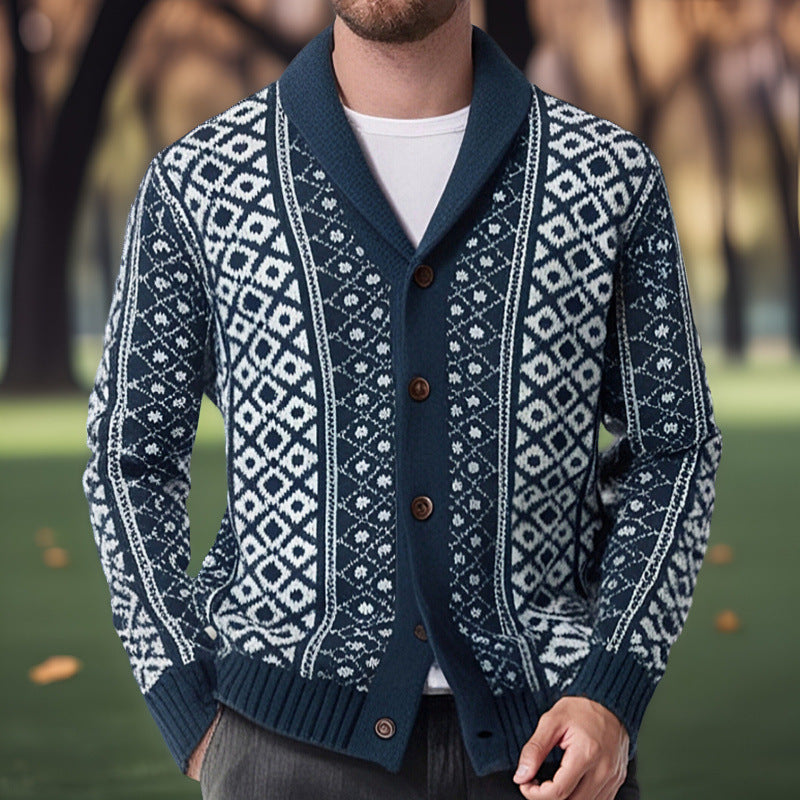 Herren Strickjacke mit traditionellem nordischem Muster Drune