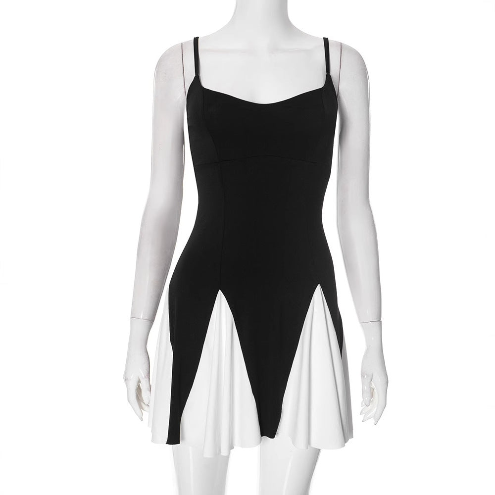 Damen Wickelkleid mit stilvollem Farbkontrast und fließendem Rock Drune