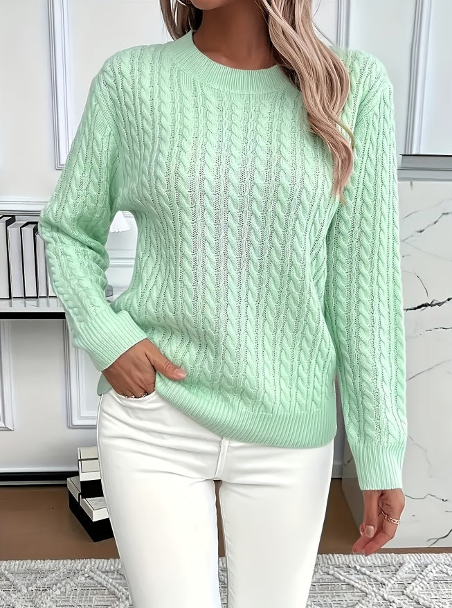 Damen Strickpullover mit elegantem Zopfdesign Drune