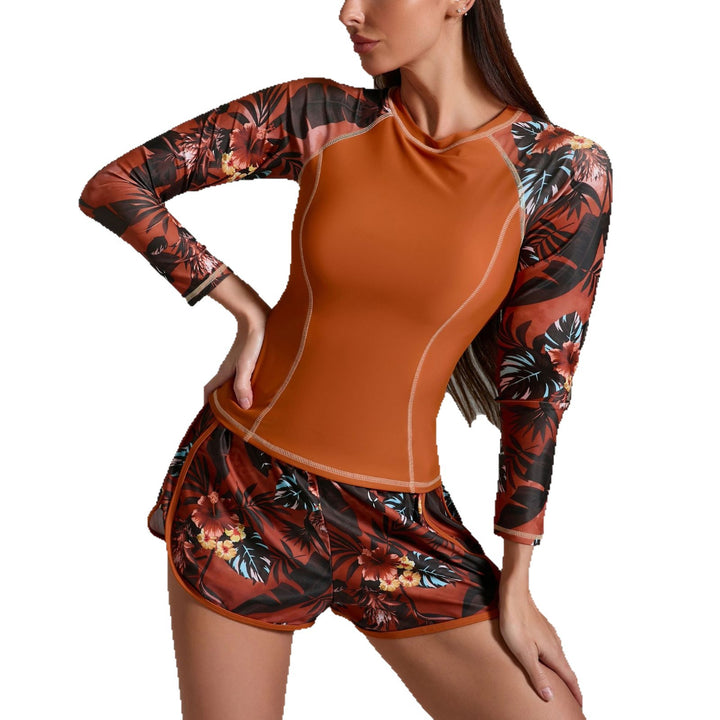 Damen Sportlicher Schwimmanzug mit langen Ärmeln Drune