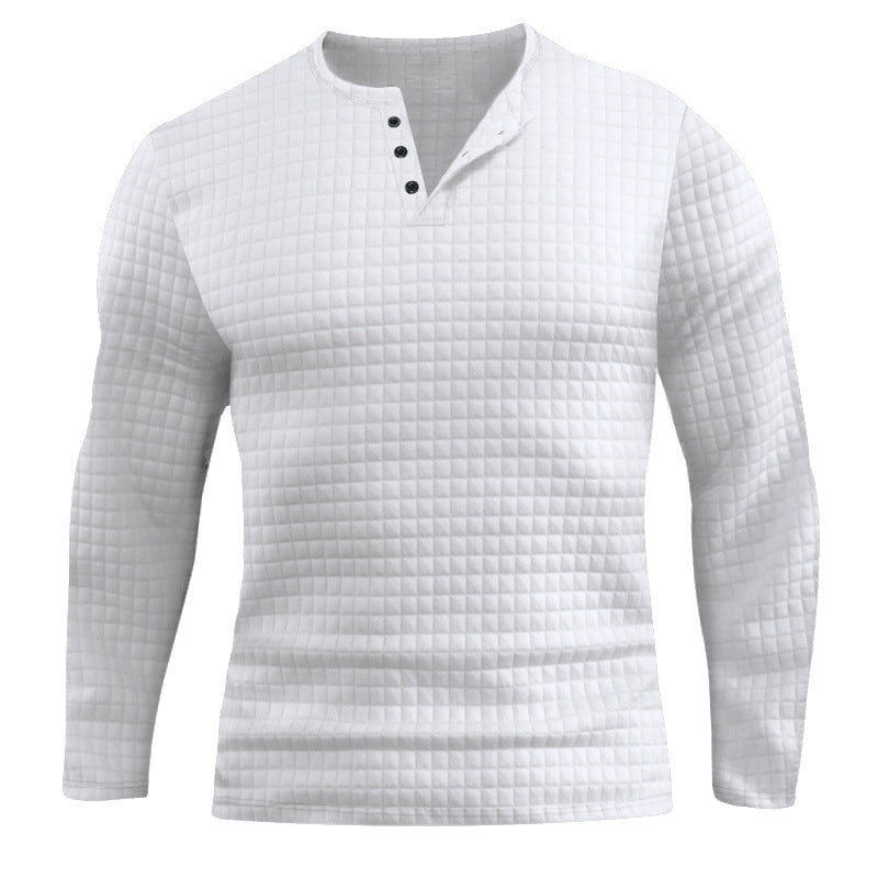 Herren Langarmshirt mit strukturiertem Design und modischem Knopfverschluss Drune