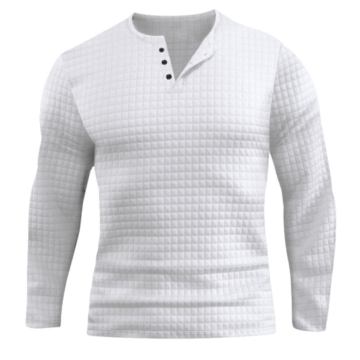 Herren Langarmshirt mit strukturiertem Design und modischem Knopfverschluss Drune
