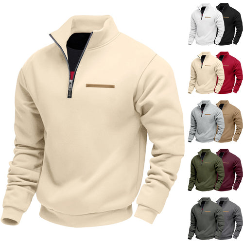 Herren nan komfortabler Halbzip Fleecepullover mit Stehkragen und elastischen Bündchen Drune