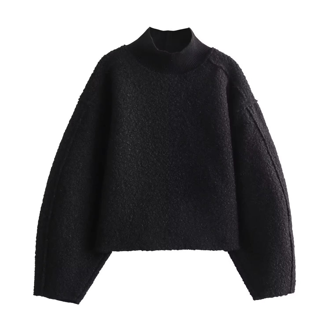 Damen Grobstrickpullover mit hohem Kragen Drune