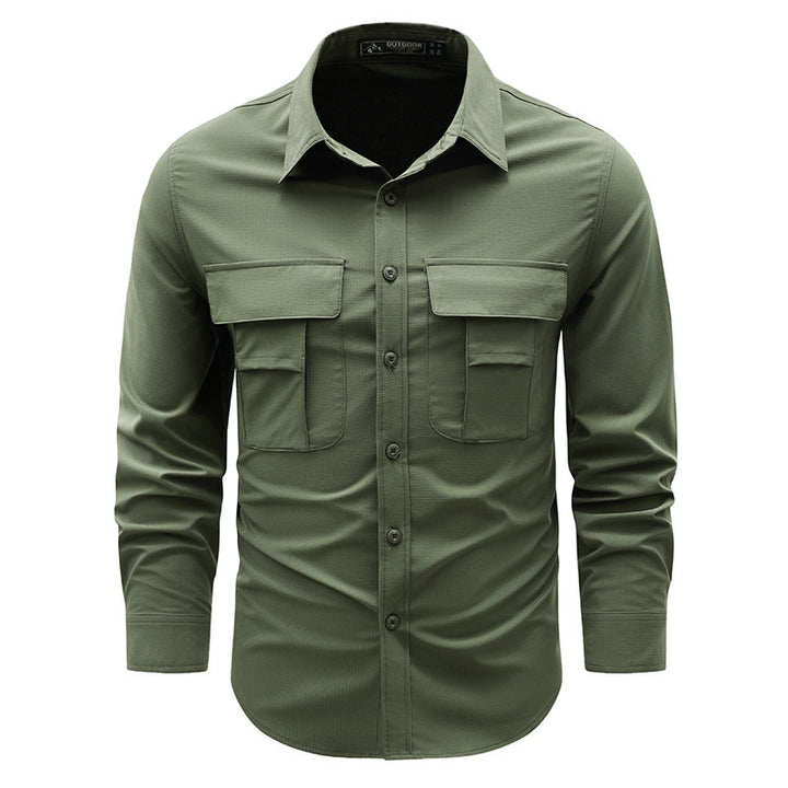 Herren nan robustes Outdoor-Utility-Hemd mit verschließbaren Brustklappen und Ripstopgewebe Drune