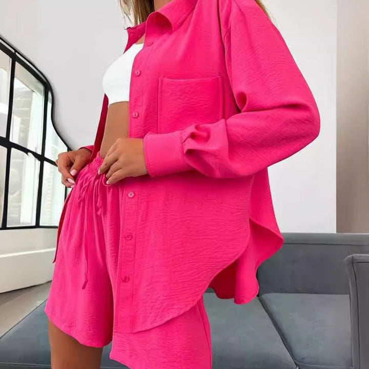 Damen Lässiges Sommer-Set mit leichter Blusenjacke und bequemen Shorts Drune