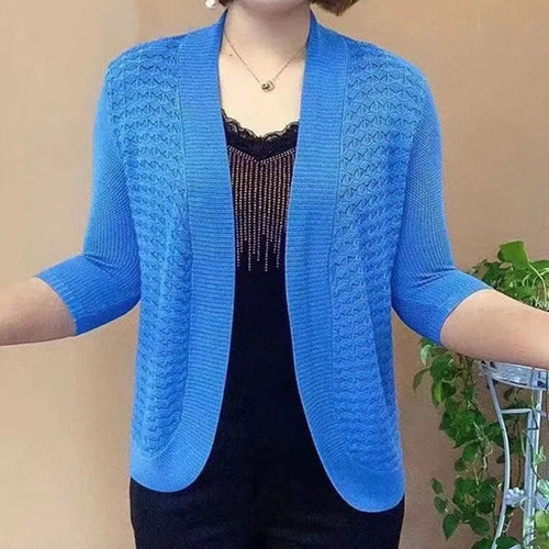 Damen Strickjacke mit 3/4-Ärmeln und strukturiertem Muster Drune
