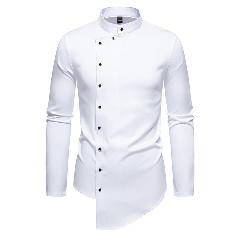 Herren modisches Hemd mit asymmetrischem Knopfdesign und elegantem Kragen Drune